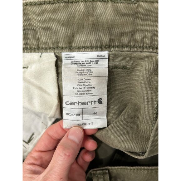 Carhartt Mens Relaxed Fit Utility Shorts Size 46 Khaki Cotton Cargo Pockets - Picture 7 of 10